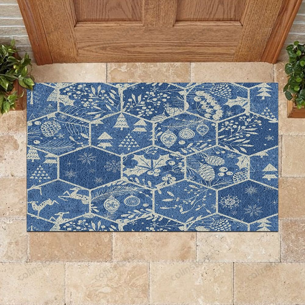 Christmas Leaves Pattern Doormat Merry Christmas Doormat -ghepten-wprw815