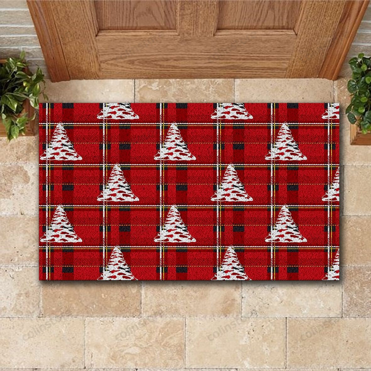 Christmas Tartan Doormat Merry Christmas Doormat