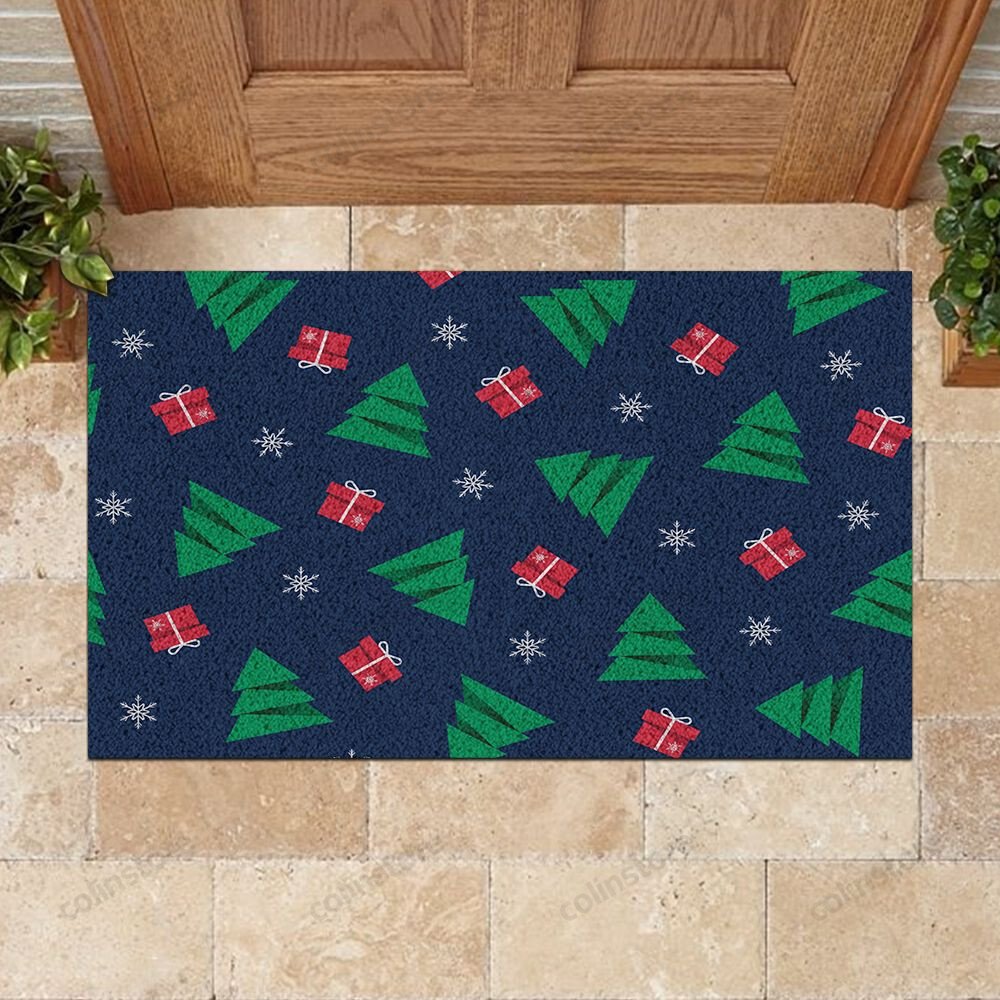 Christmas Tree And Gift Doormat Merry Christmas Doormat