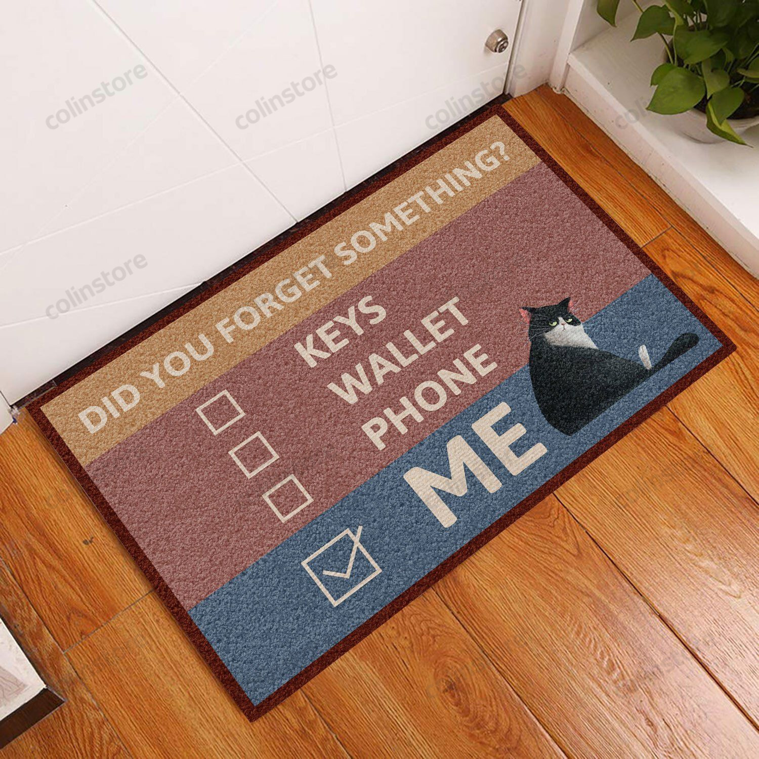 Cute Cat Did You Forget Something Indoor Doormat Welcome Mat