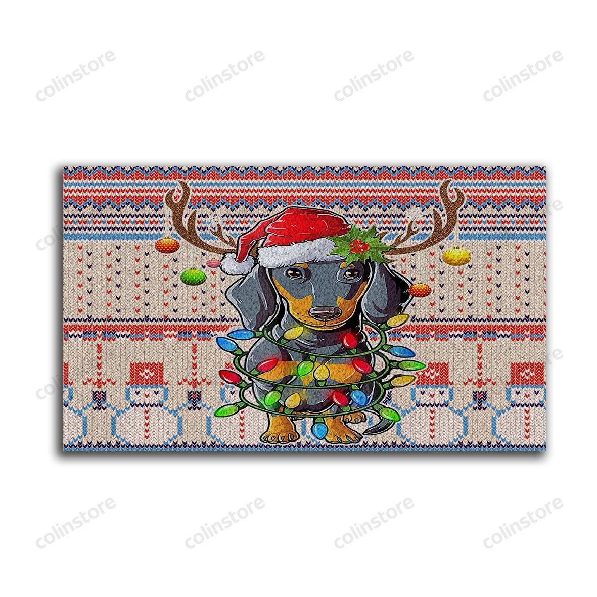 Dachshund Dog Christmas Doormat Merry Christmas Doormat