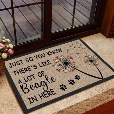 Dandelion Flower Beagle Funny Outdoor Indoor Wellcome Doormat