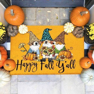 Dogs Beagle Happy Fall Funny Outdoor Indoor Wellcome Doormat