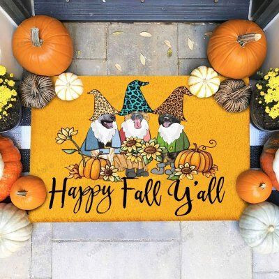 Dogs German Shepherd Happy Fall Funny Outdoor Indoor Wellcome Doormat