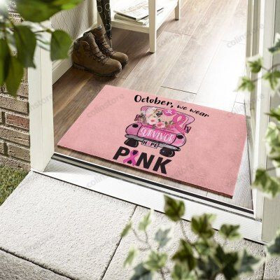 Dogs German Shepherd October We Wear Pink Funny Outdoor Indoor Wellcome Doormat