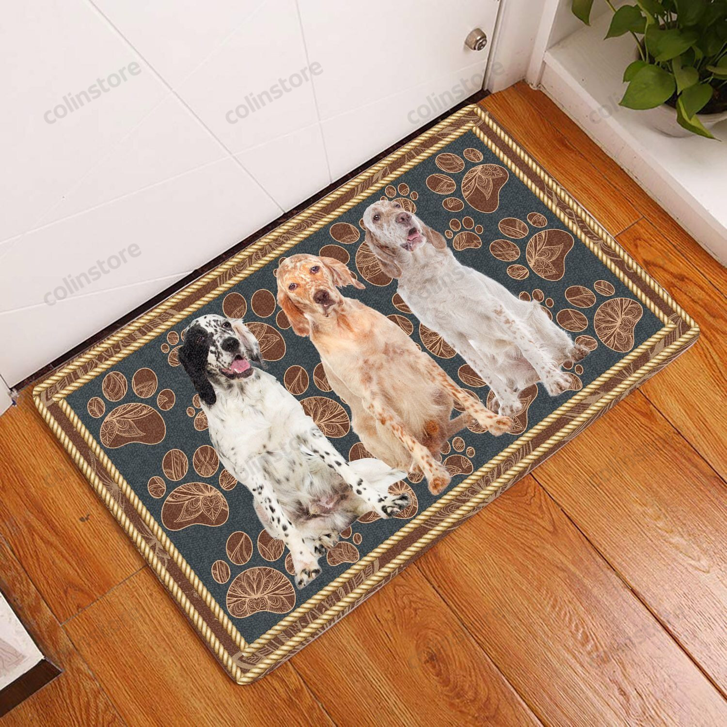 English Setter Flower Paw - Dog Doormat Welcome Mat