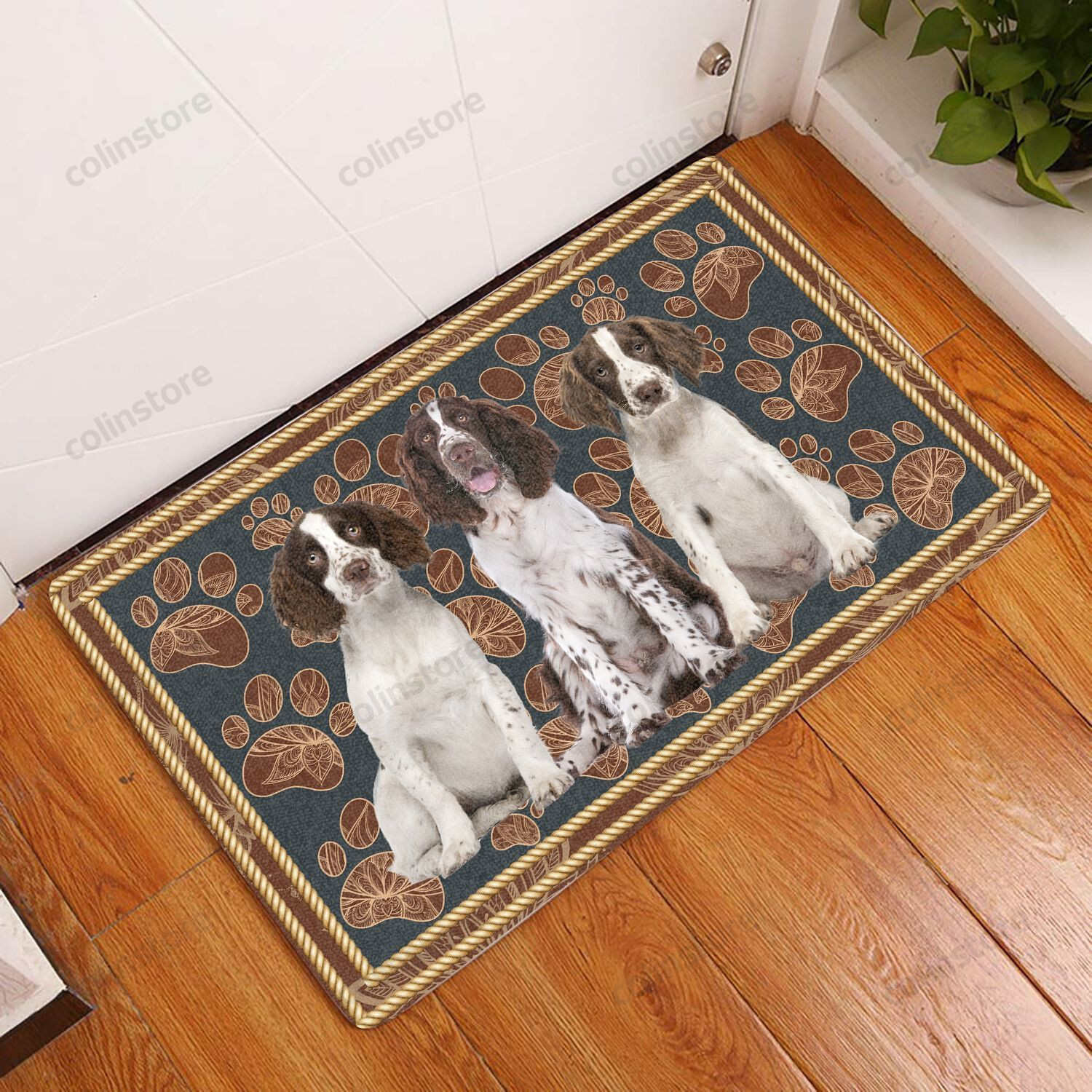 English Springer Spaniel Floral Paw - Dog Doormat Welcome Mat