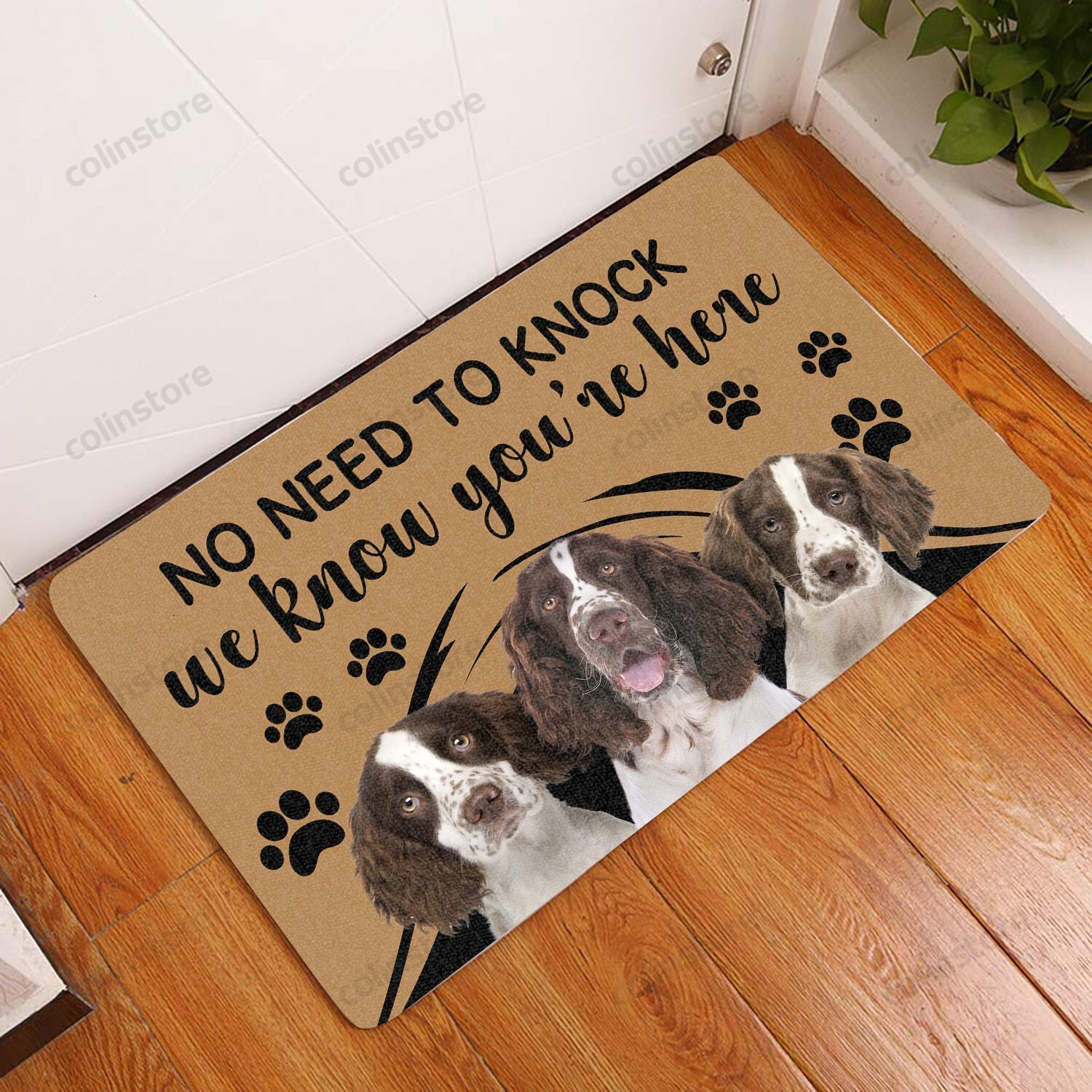 English Springer Spaniel No Need To Knock - Dog Doormat Welcome Mat