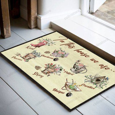 Flower In This House We Are Funny Outdoor Indoor Wellcome Doormat