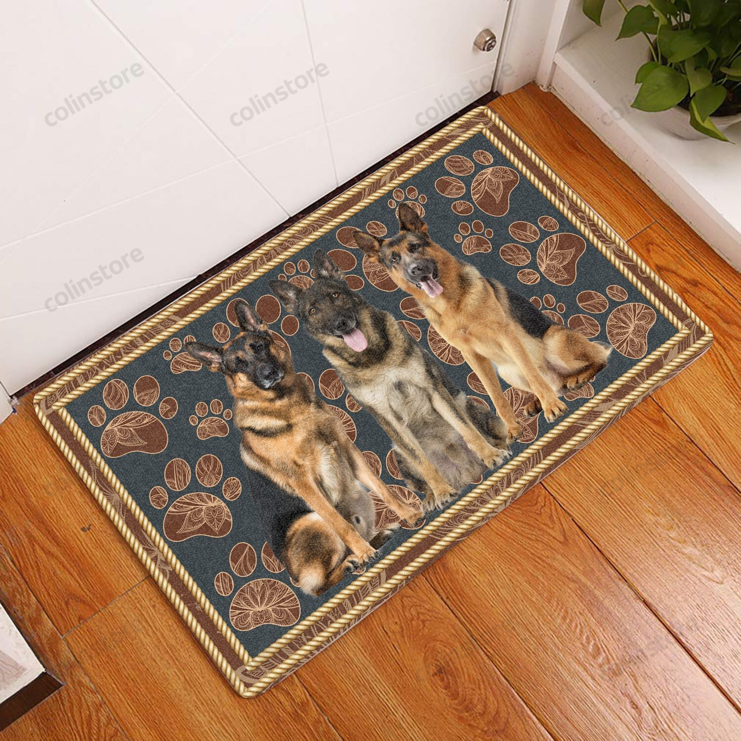 German Shepherd Flower Paw - Dog Doormat Welcome Mat