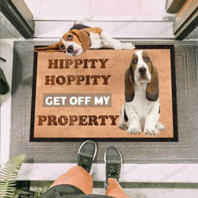 Get Off My Property Basset Hound Funny Outdoor Indoor Wellcome Doormat