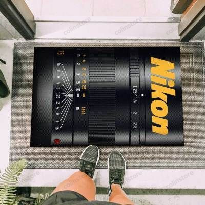 Glossy Black Nikon Lens Funny Outdoor Indoor Wellcome Doormat