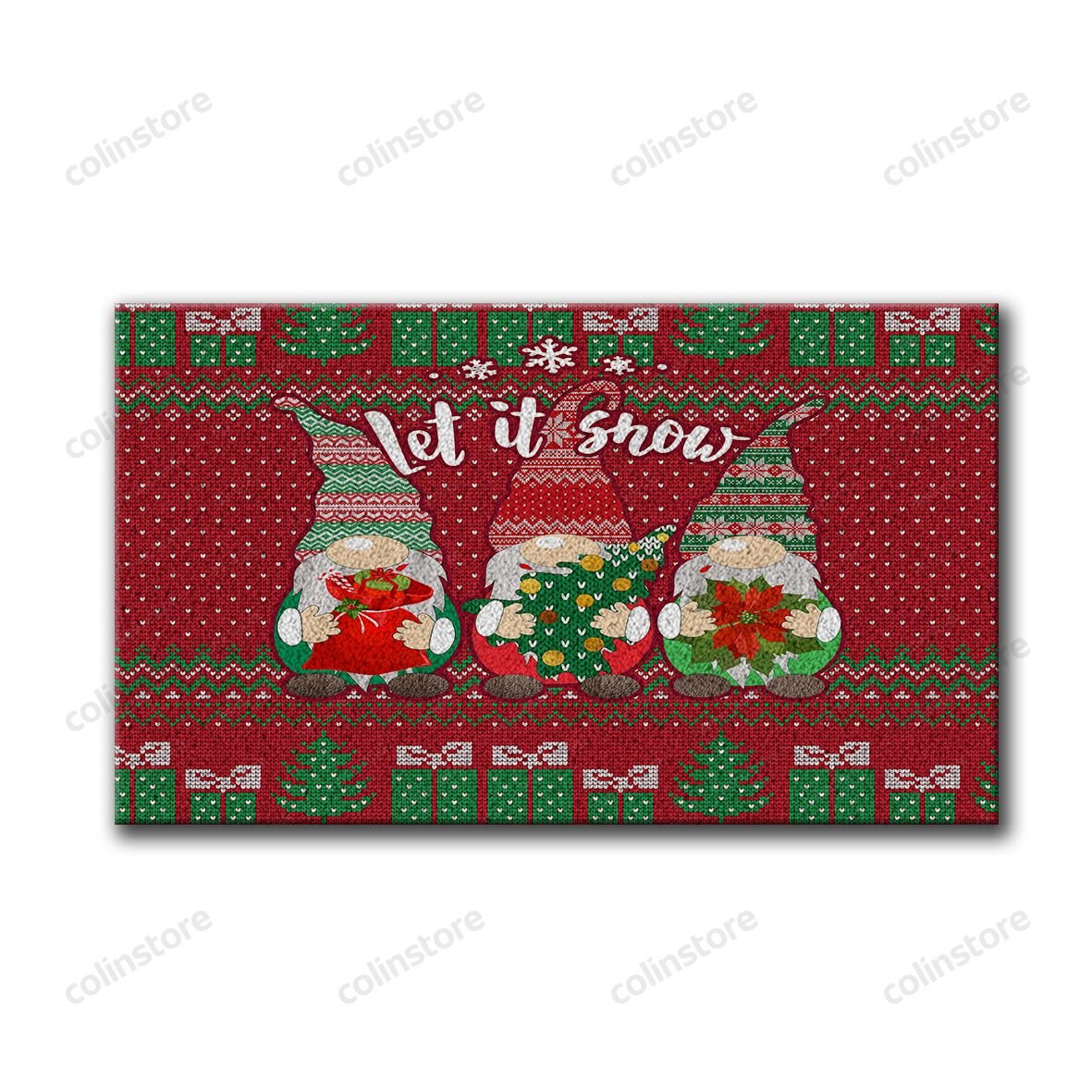 Gnomes Let It Snow Doormat Merry Christmas Doormat