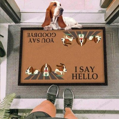 I Say Hello Basset Hound Funny Outdoor Indoor Wellcome Doormat