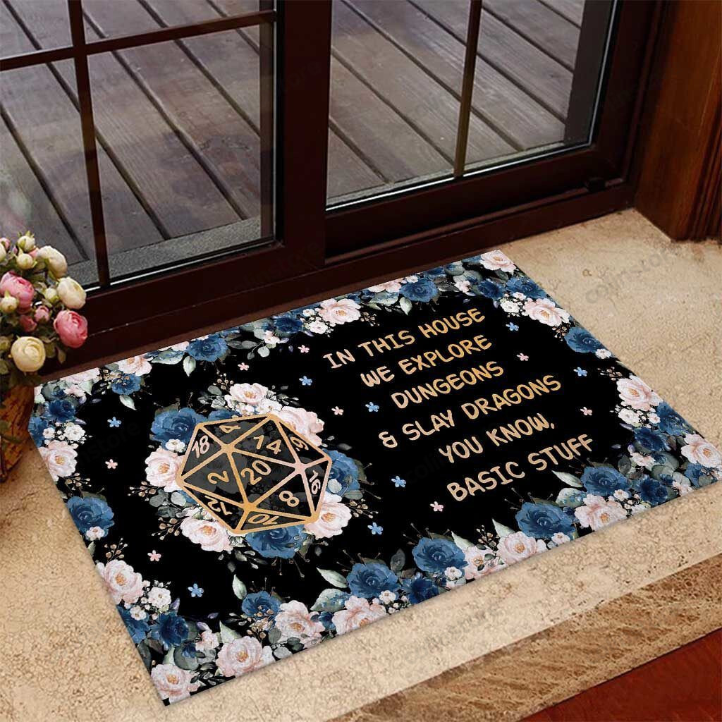 In This House We Explore Dungeons Tabletop Role-playing Game Rpg Doormat Welcome Mat