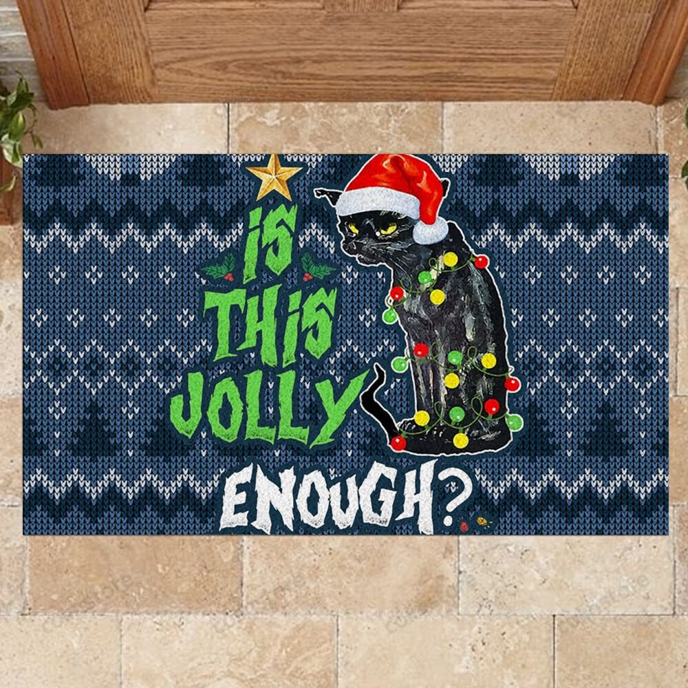 Is This Jolly Enough Doormat Merry Christmas Doormat