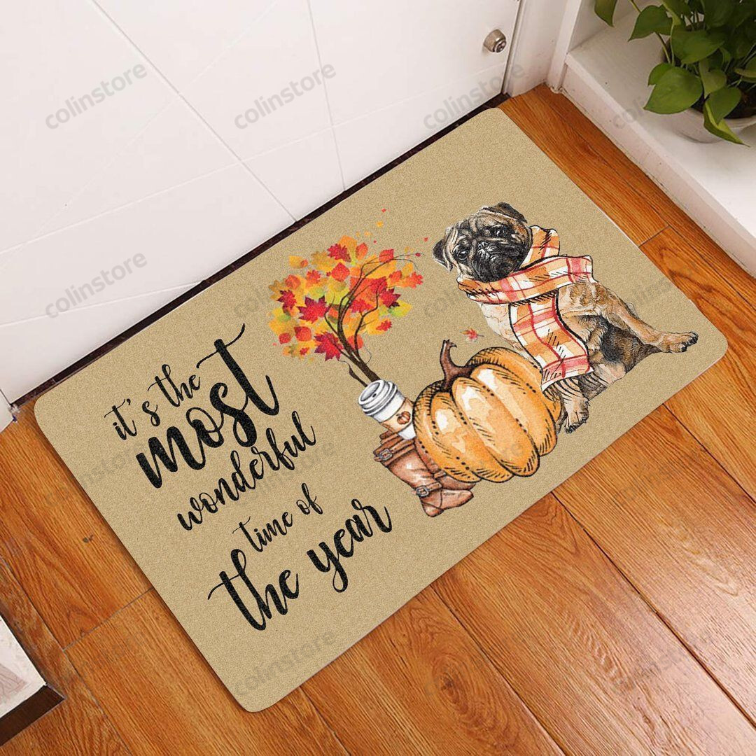 Its The Most Wonderful Time Of The Year Pug Doormat Welcome Mat