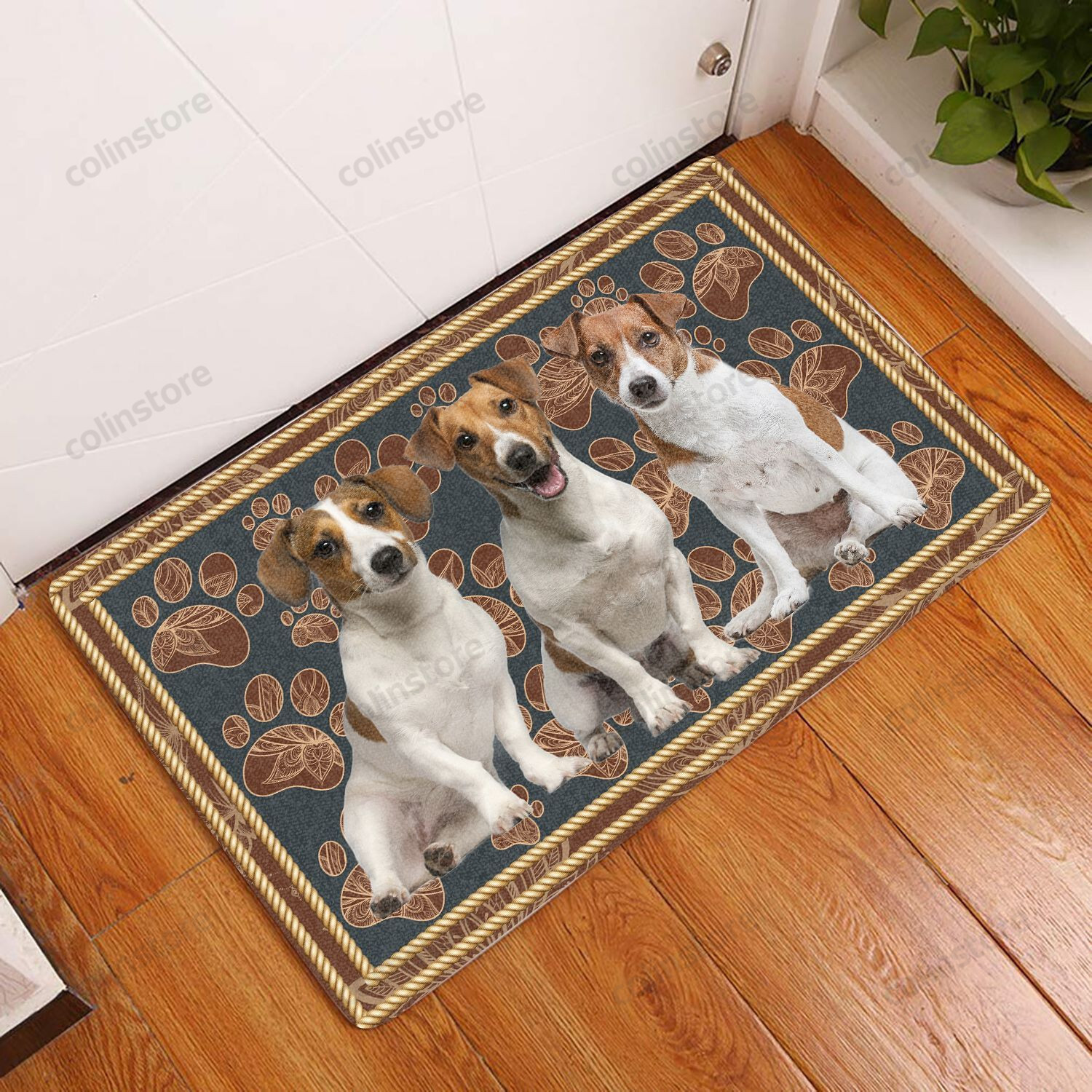 Jack Russell Terrier Flower Paw - Dog Doormat Welcome Mat