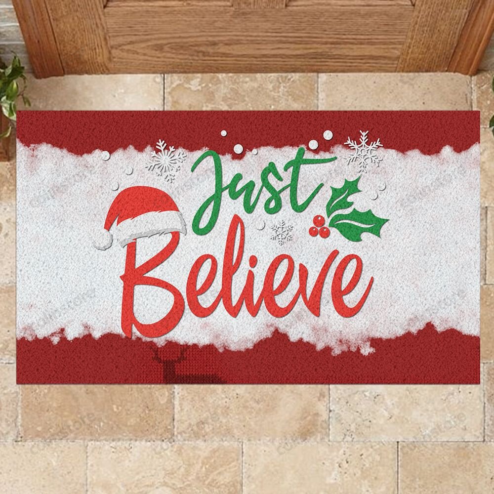 Just Believe Doormat Merry Christmas Doormat