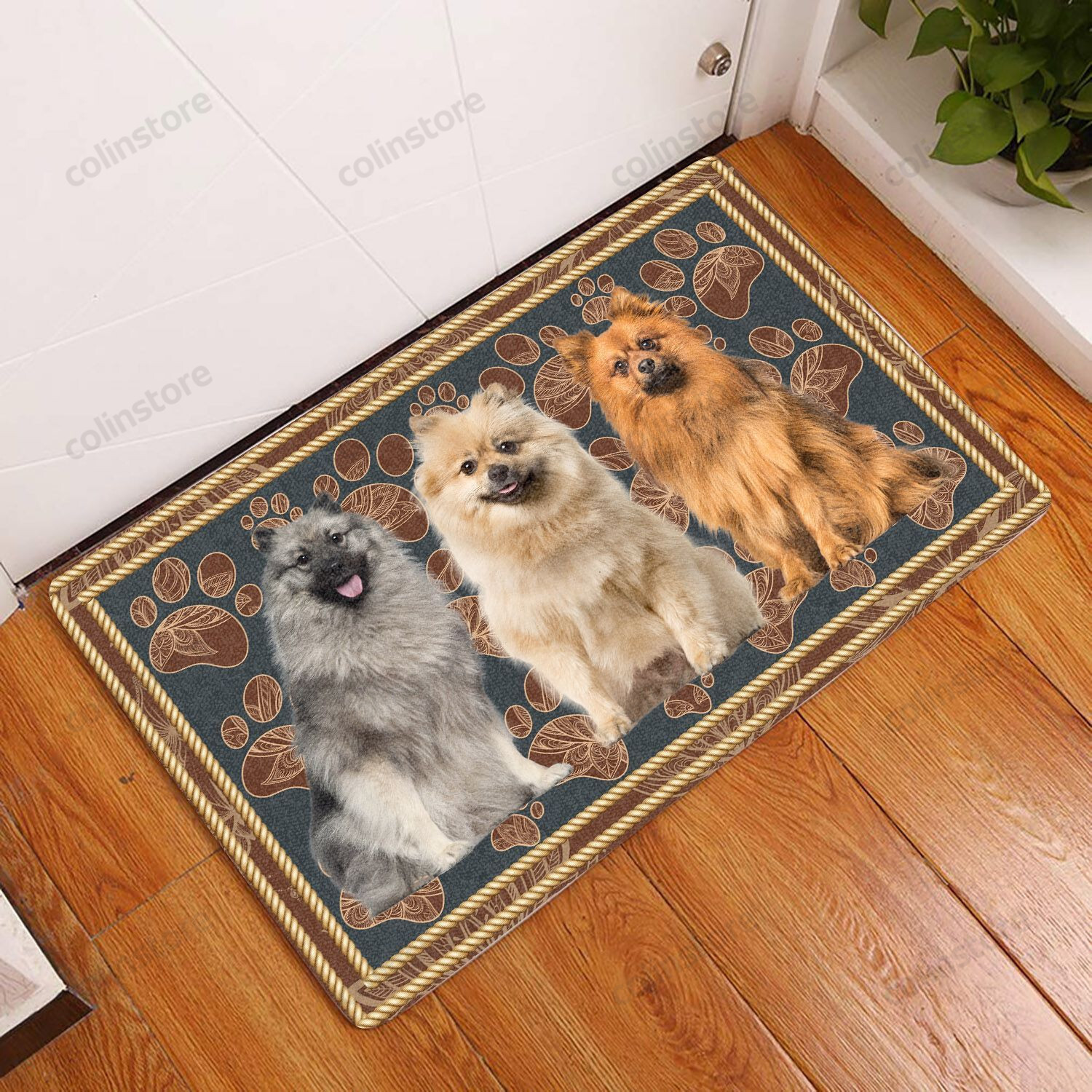 Keeshond Flower Paw - Dog Doormat Welcome Mat