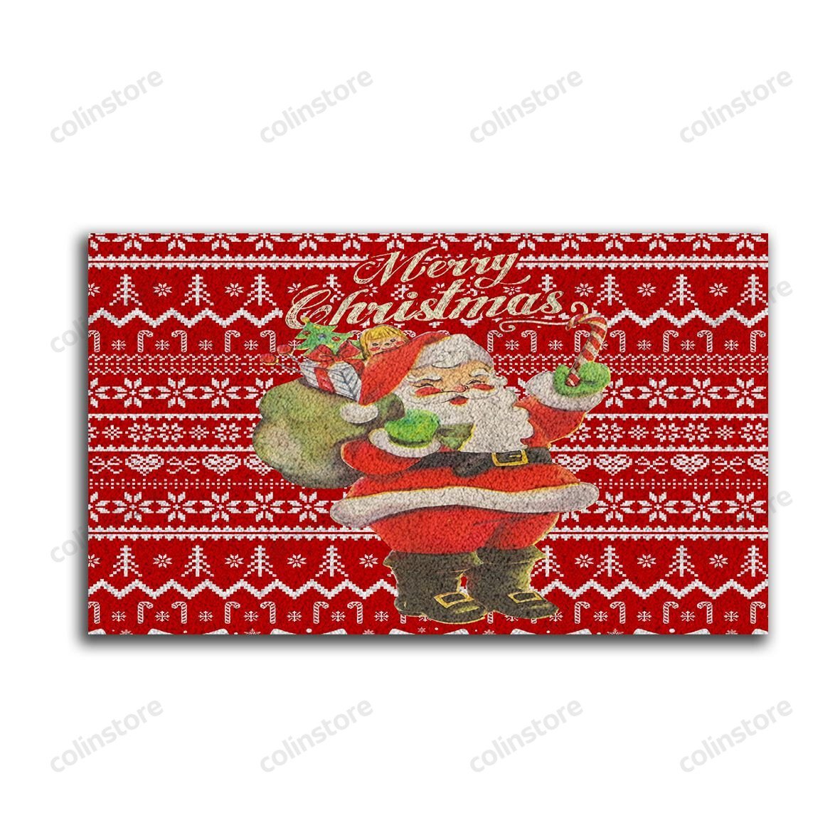 Knitted Christmas Santa Claus Doormat Merry Christmas Doormat