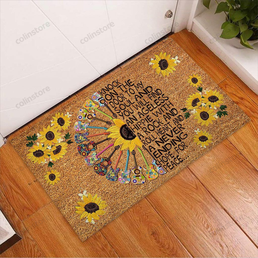 Knock On The Door Hippie Doormat Welcome Mat