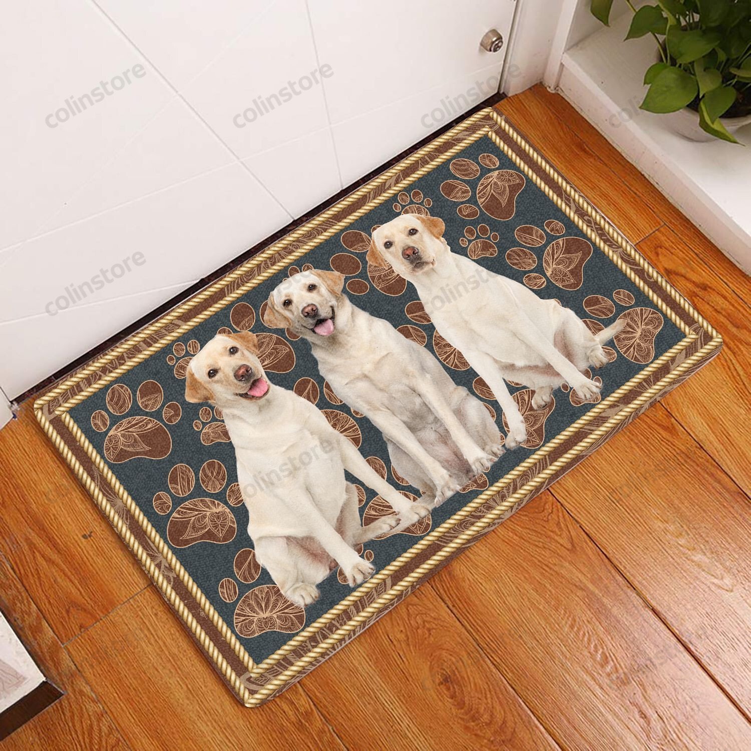 Labrador Retriever Flower Paw - Dog Doormat Welcome Mat