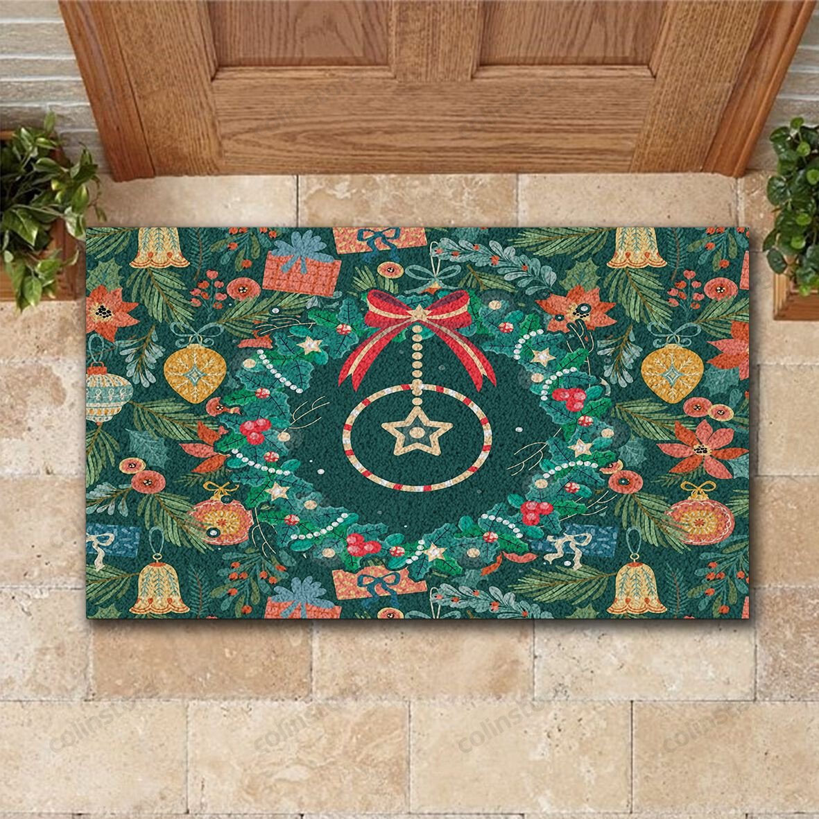 Laurel Wreath Doormat Merry Christmas Doormat