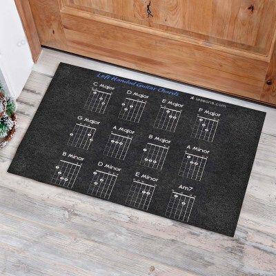 Left Handed Guitar Chords Funny Outdoor Indoor Wellcome Doormat