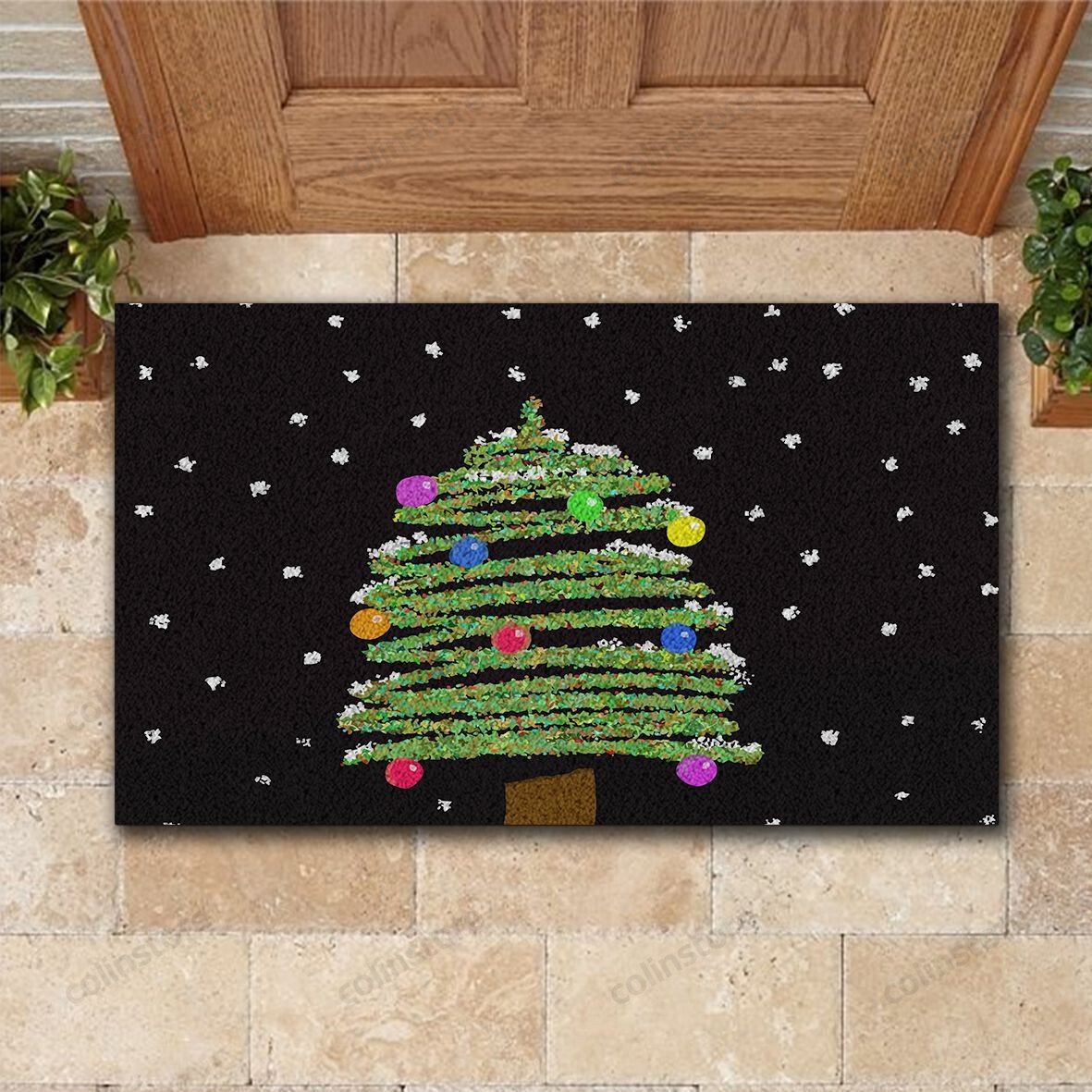 Lights On Christmas Tree Doormat Merry Christmas Doormat