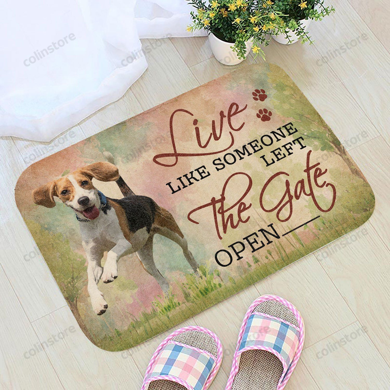 Live Like Someone Left The Gate Open Beagle Doormat Welcome Mat