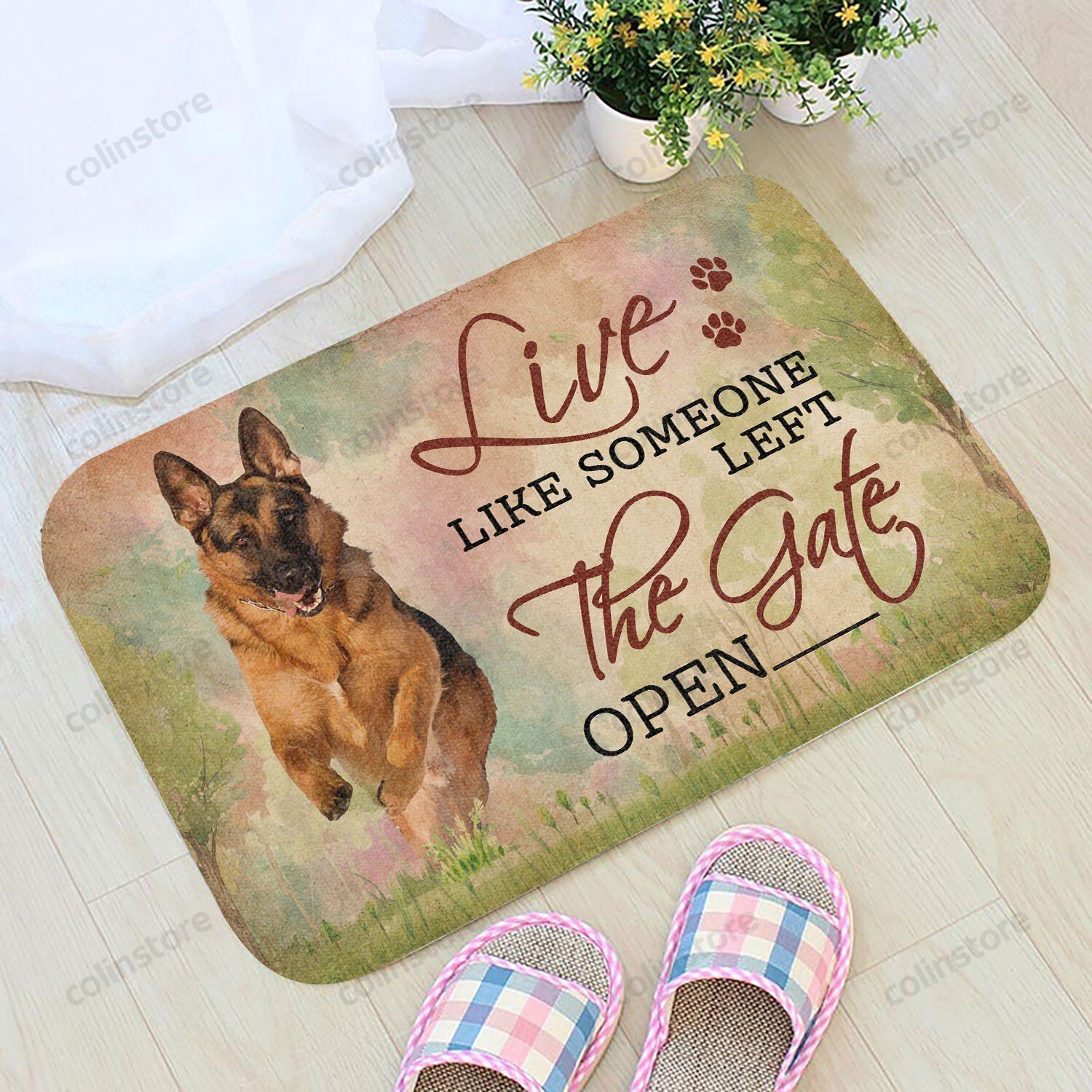 Live Like Someone Left The Gate Open German Shepherd Doormat Welcome Mat