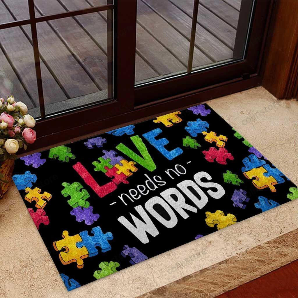 Love Needs No Words Autism Aware Doormat Welcome Mat