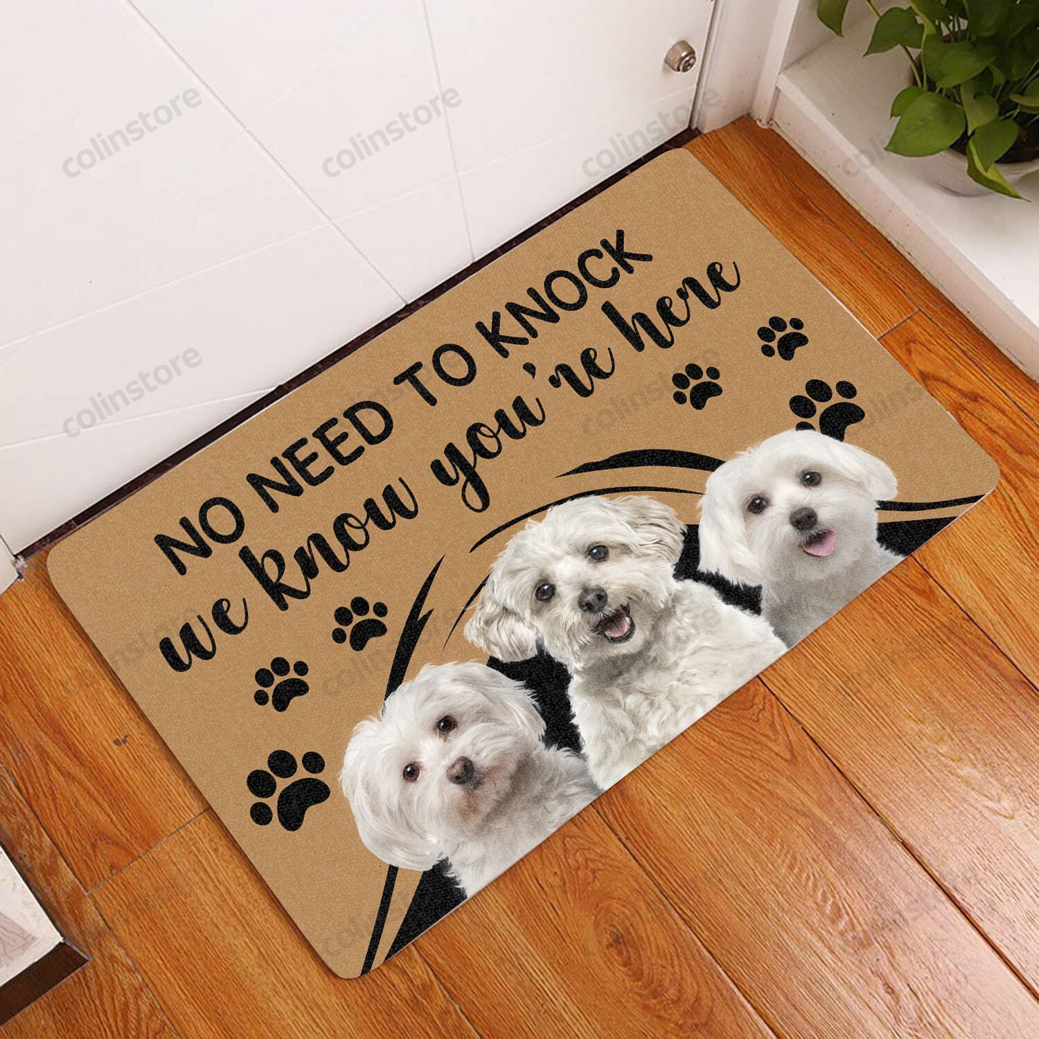 Maltese No Need To Knock - Dog Doormat Welcome Mat