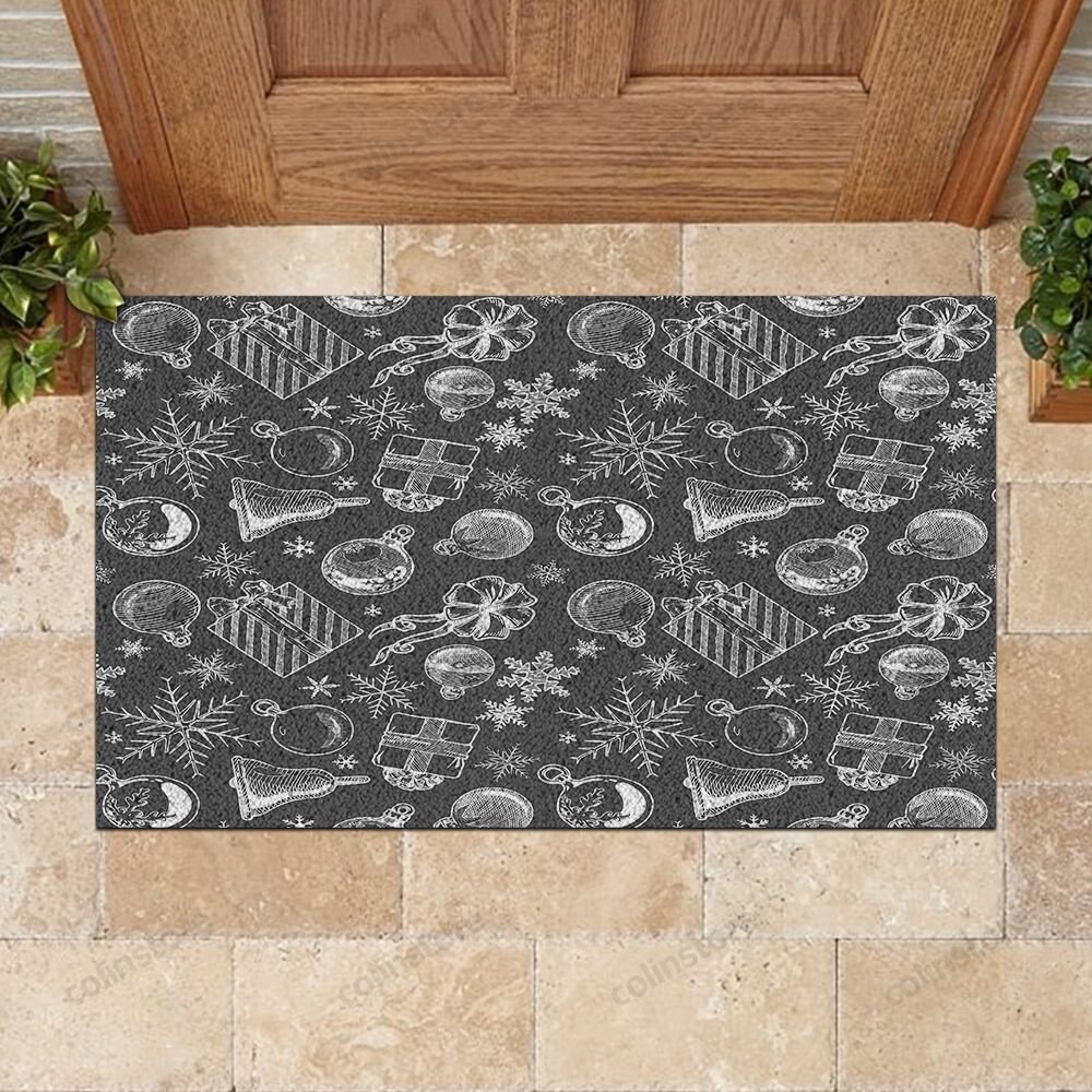 Merry Christmas Gift Pattern Doormat Merry Christmas Doormat