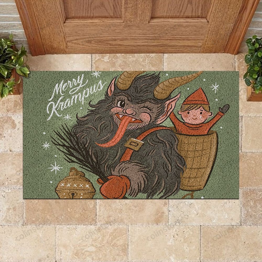 Merry Krampus Doormat Merry Christmas Doormat