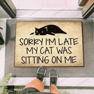 My Cat Was Sitting On Me Funny Outdoor Indoor Wellcome Doormat