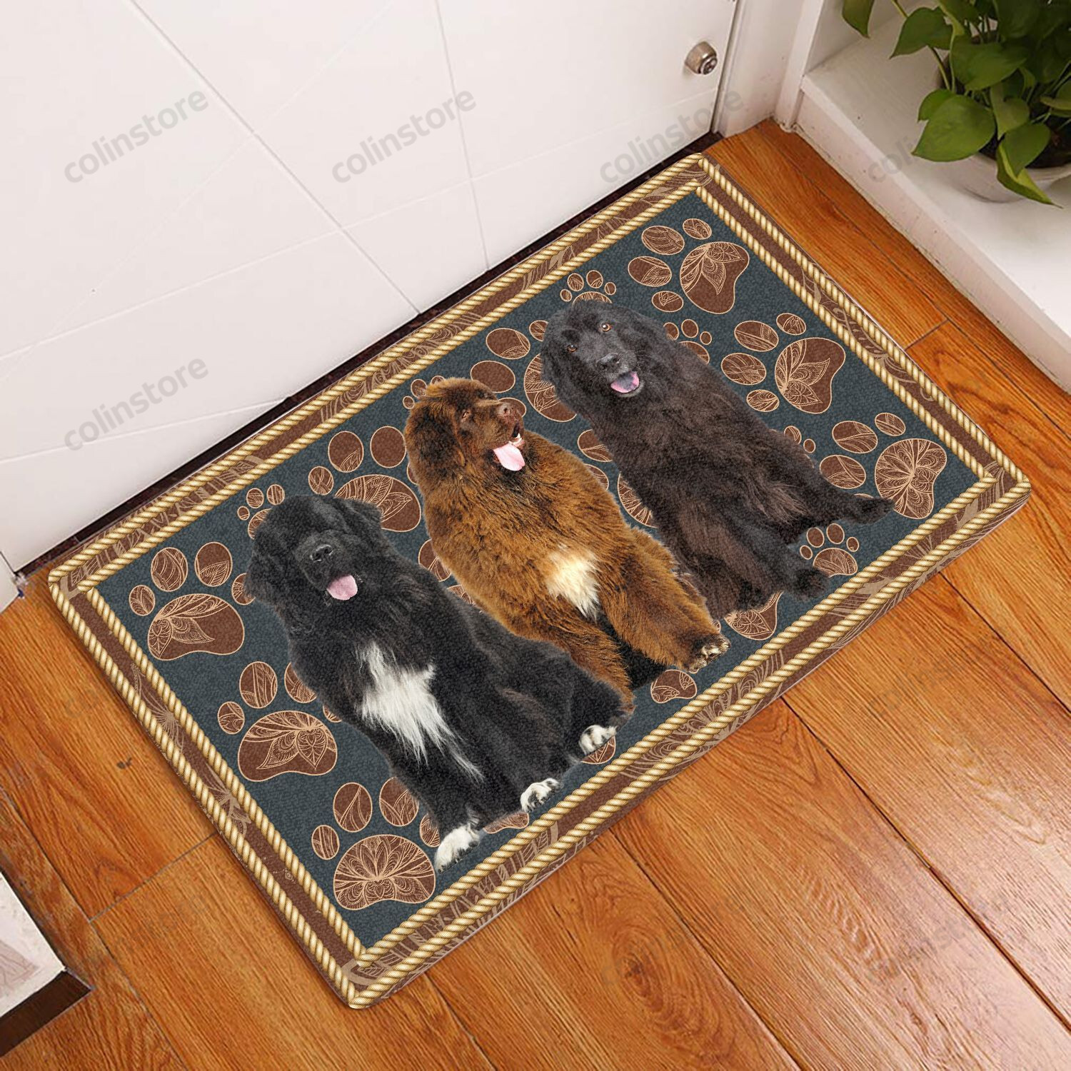 Newfoundland Flower Paw - Dog Doormat Welcome Mat