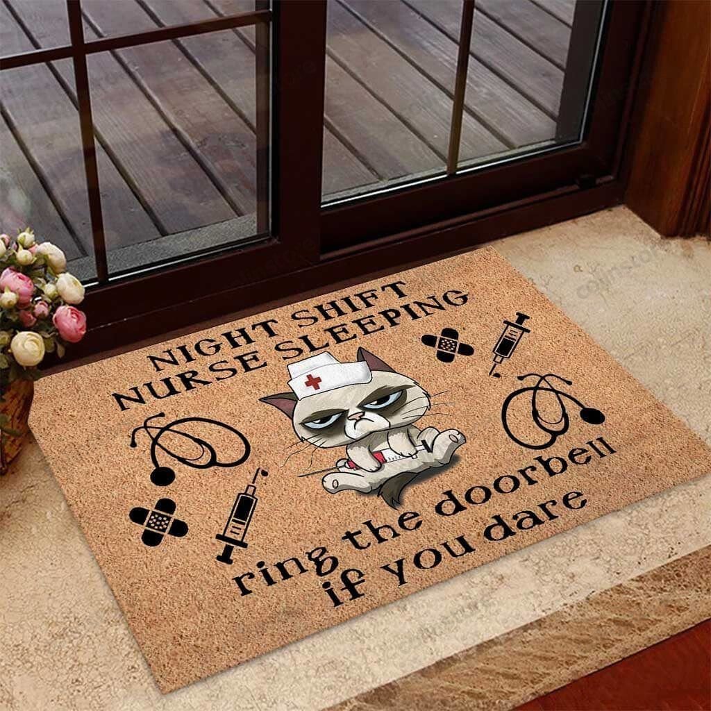 Night Shift Nurse Sleeping Nurse Doormat Welcome Mat