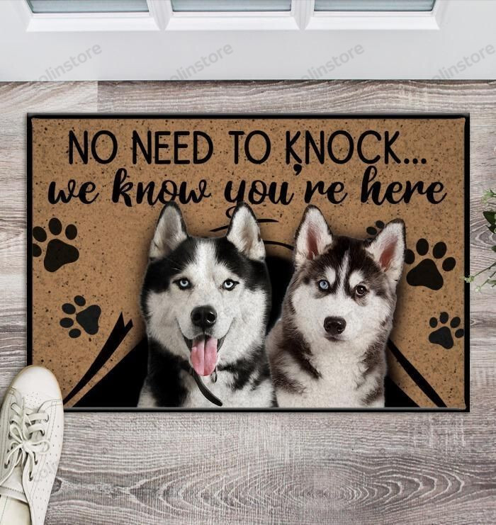 No Need To Knock - The Husky - Dog Doormat Welcome Mat