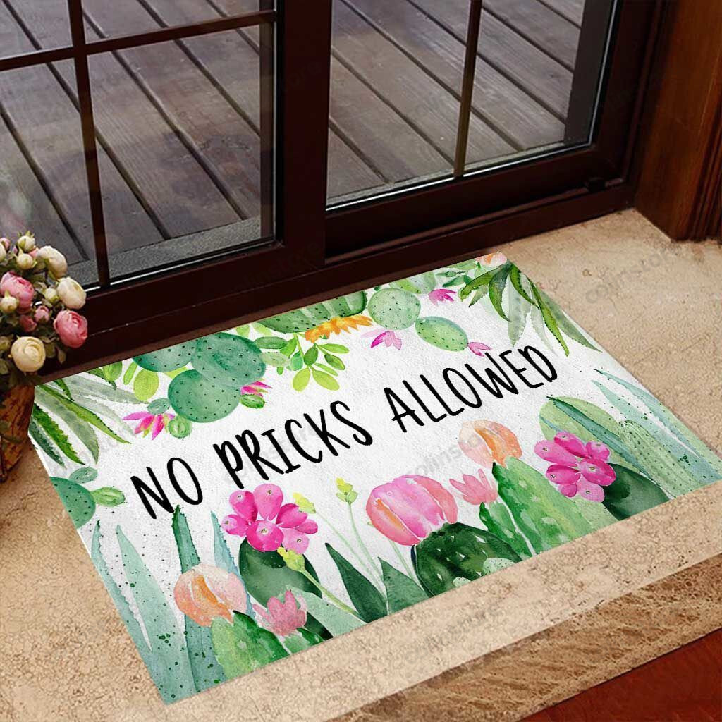 No Pricks Allowed Cactus Doormat Welcome Mat