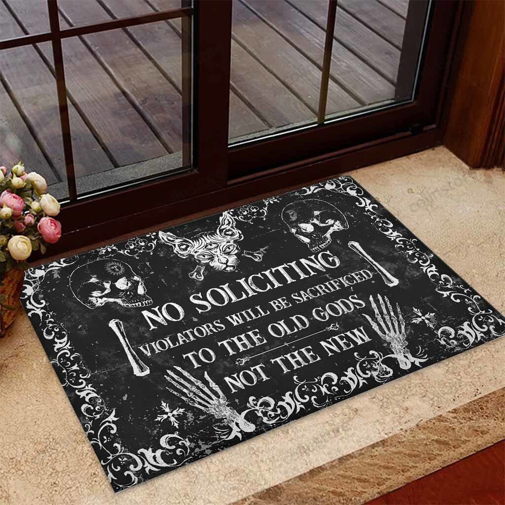 No Soliciting Witch Doormat Welcome Mat