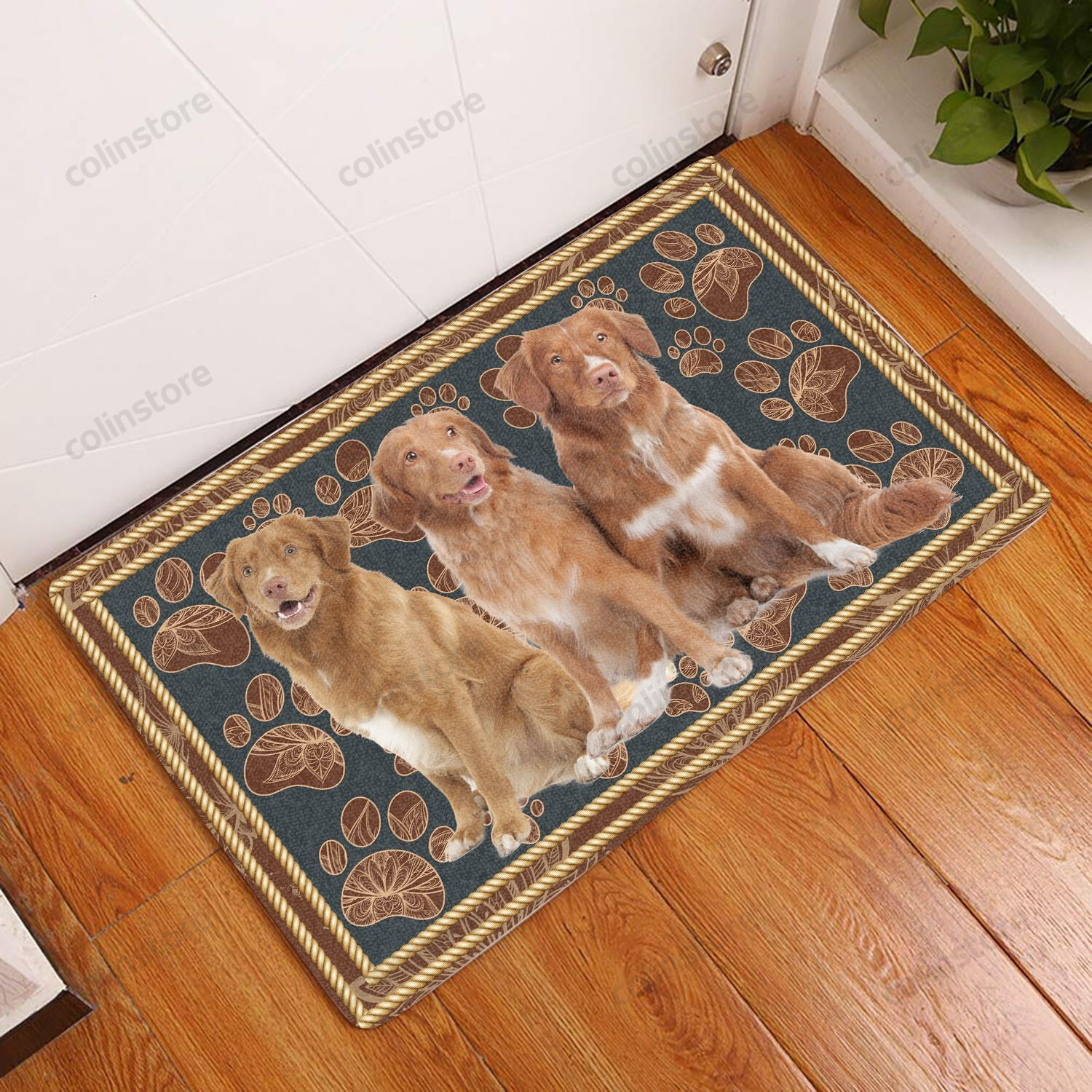 Nova Scotia Duck Tolling Retrieve Flower Paw - Dog Doormat Welcome Mat