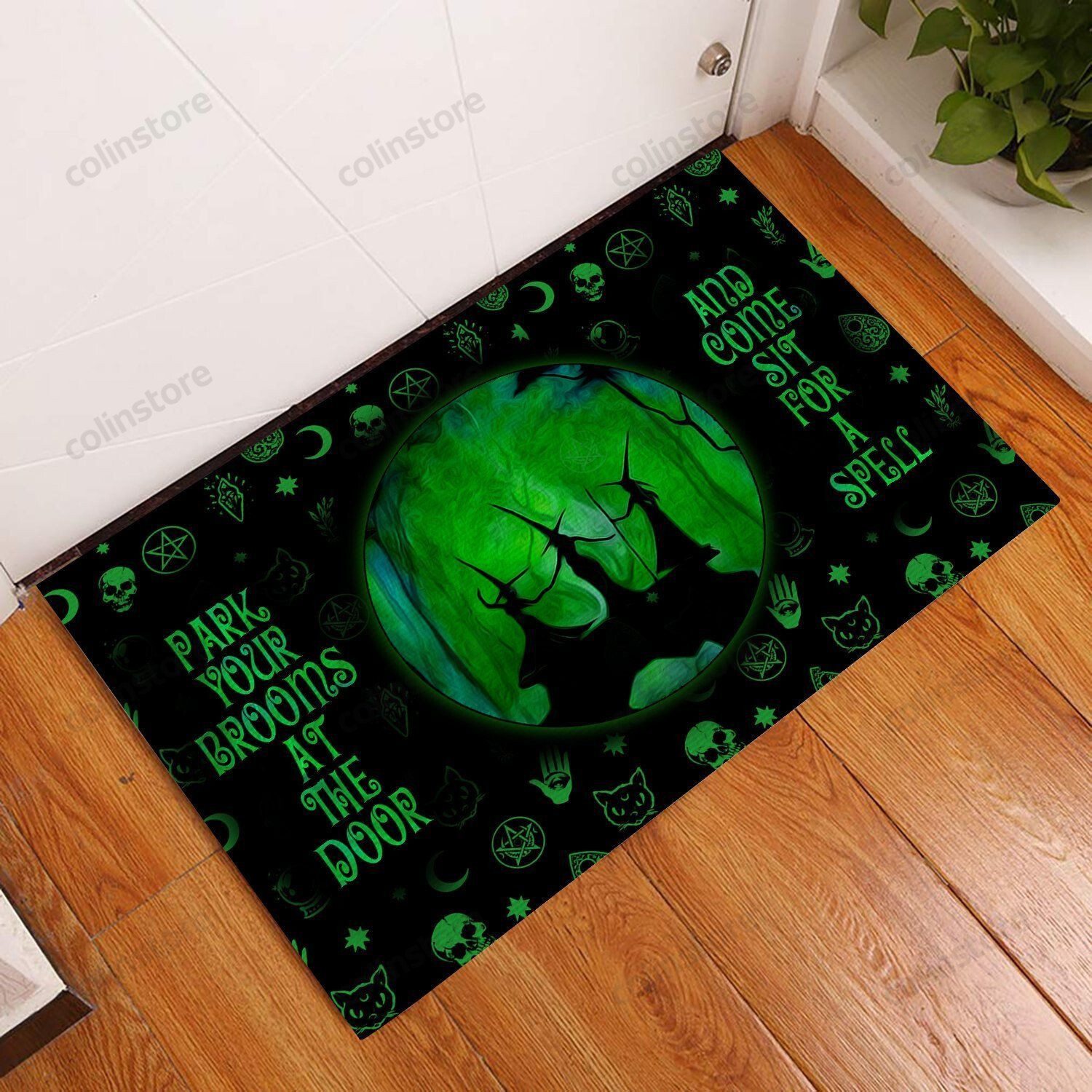 Park Your Broom At The Door Witch Doormat Welcome Mat