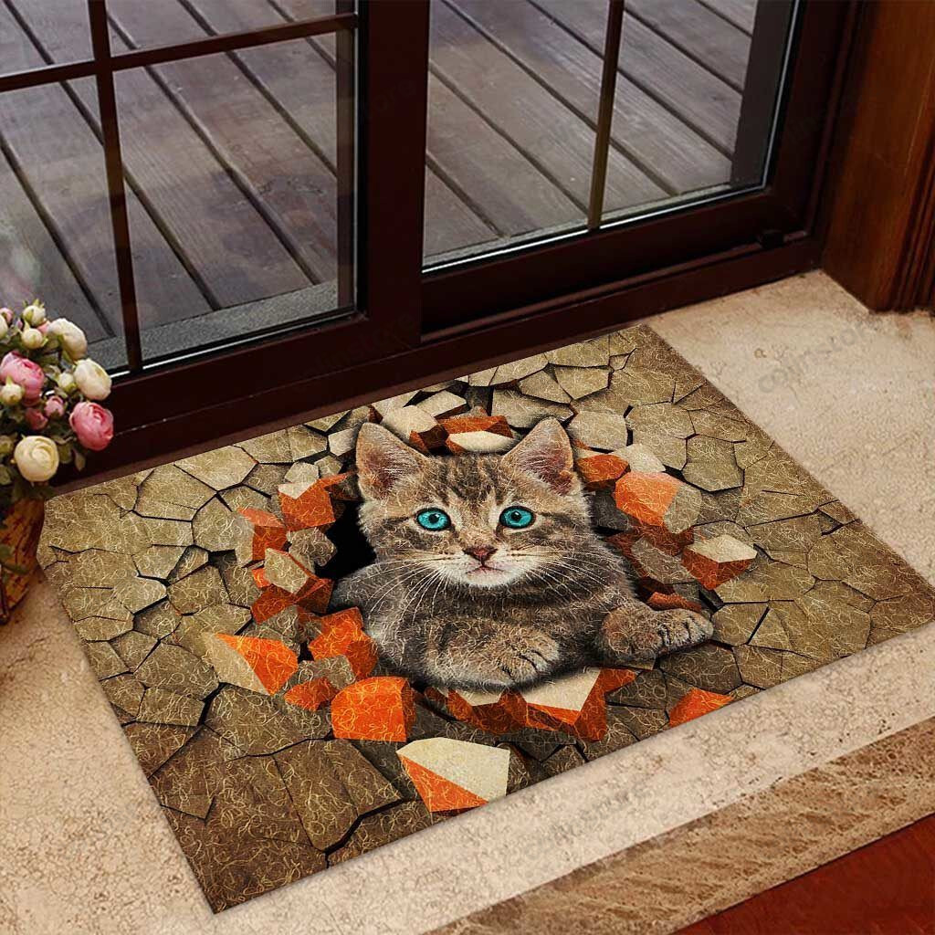 Peeking Cat Cat Doormat Welcome Mat