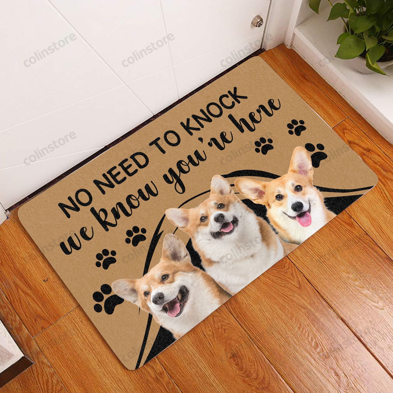 Pembroke Welsh Corgi No Need To Knock - Dog Doormat Welcome Mat