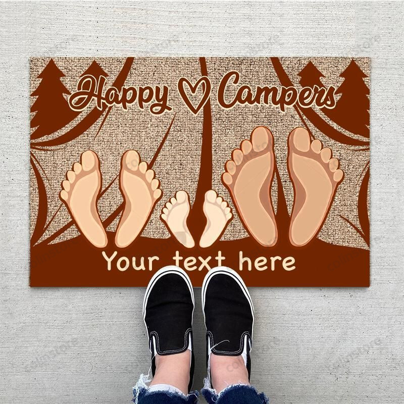 Personalized Happy Camper Funny Outdoor Indoor Wellcome Funny Outdoor Indoor Wellcome Doormat