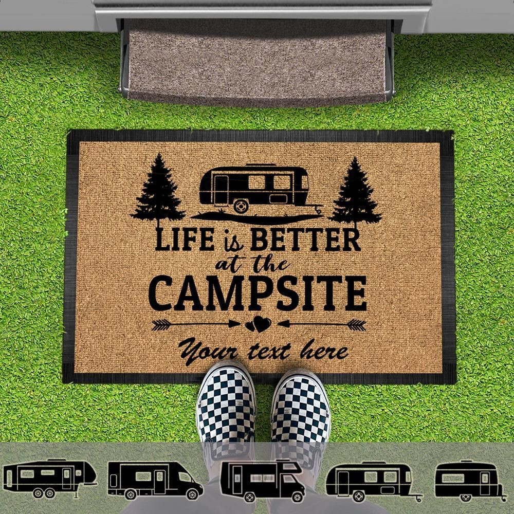 Personalized Life Is Better Camping Funny Outdoor Indoor Wellcome Doormat