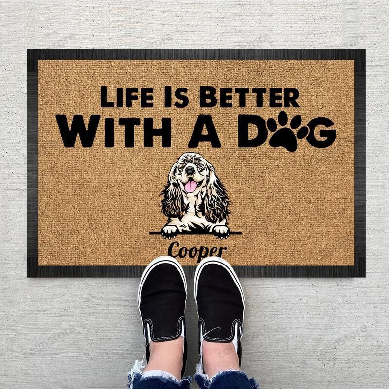 Personalized Life Is Better With A Dog Pawprints Funny Outdoor Indoor Wellcome Doormat