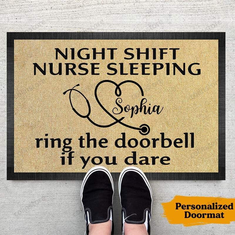 Personalized Night Shift Nurse Doormat